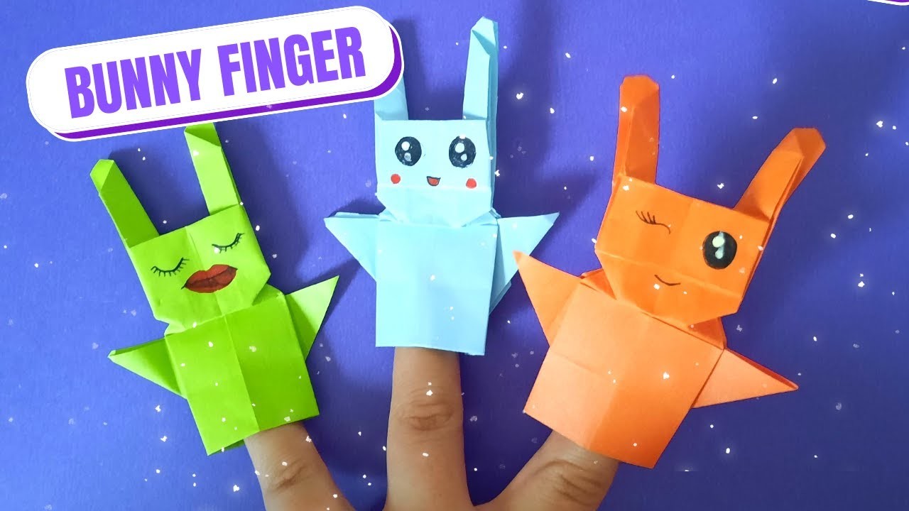 Origami: How to make origami bunny puppet, origami rabbit finger puppet, diy bunny finger puppet