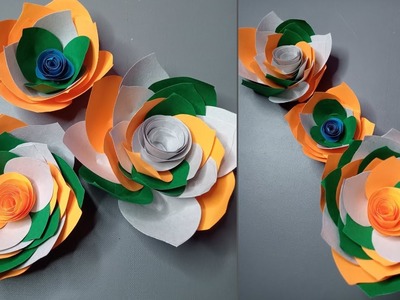Republic Day craft ideas.Tricolor paper rose flowers.Republic day craft ideas 2023.by kriti com. 