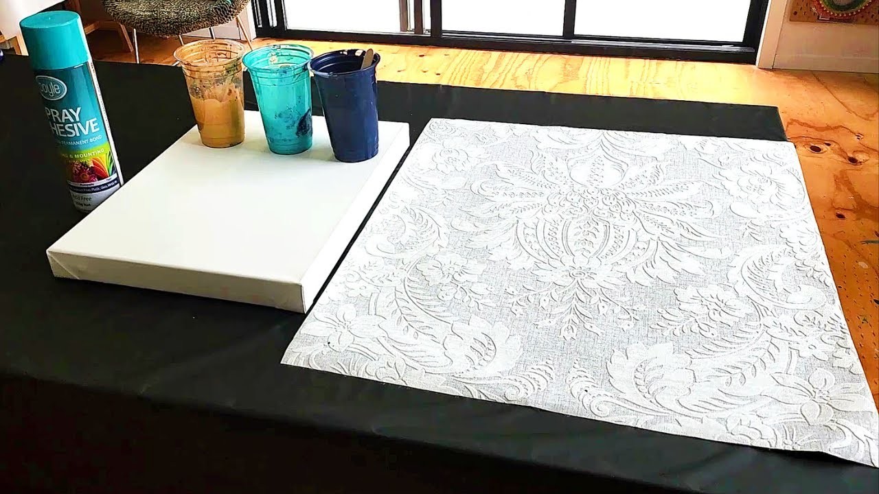 WOW STYLISH! Acrylic Paint over Wallpaper Canvas! DIY Canvas Idea for that extra WOW! Fluid Art