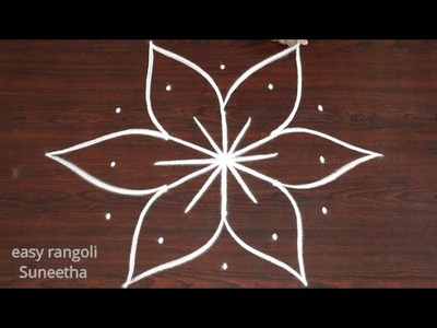 Amazing Friday rangoli designs by Suneetha????Trendy flower kolam????Beautiful muggulu with 5 dots