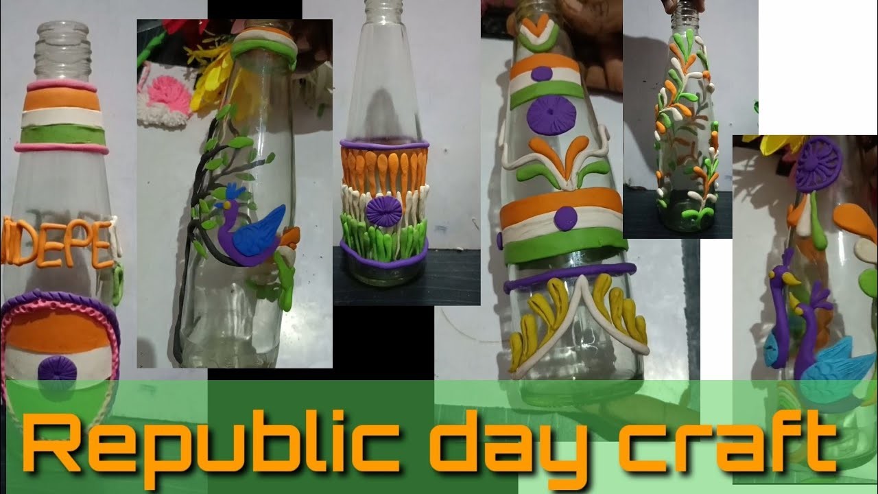 Bottle craft for ????????Republic day ???????? special.Republic day ????????craft on bottle using clay.???? #bottlecraft