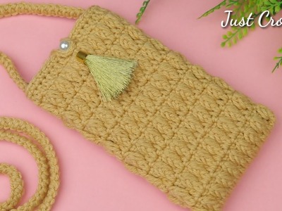 BRILLIANT!! Easy Crochet Phone Bag Tutorial For Beginners! Simple to crochet