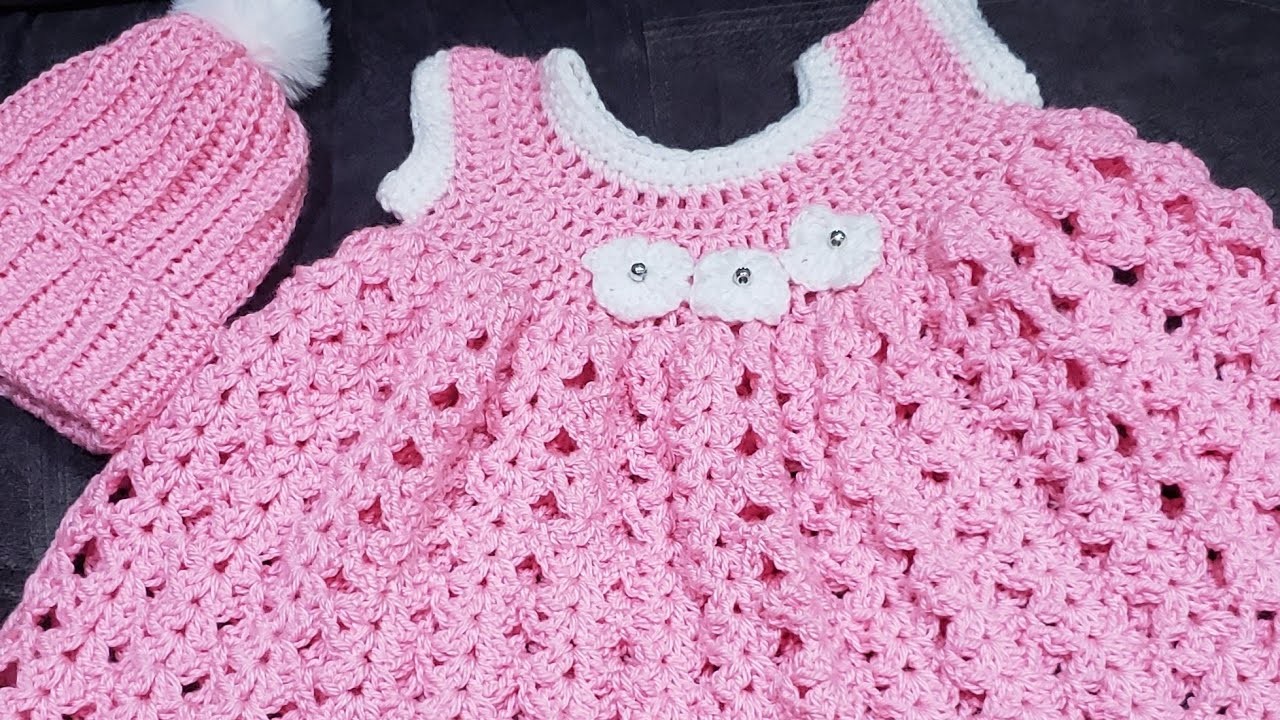 Crochet dress for baby girl very easy to make only 2 row to repeat
