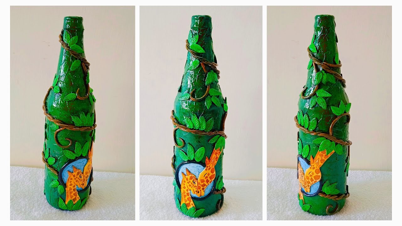 DIY Bottle Art Tutorial | Unique Bottle Art | Giraffe Bottle Craft | Bottle Decoration Idea