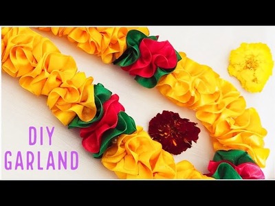 DIY Garland making. artificial ribbon flower mala