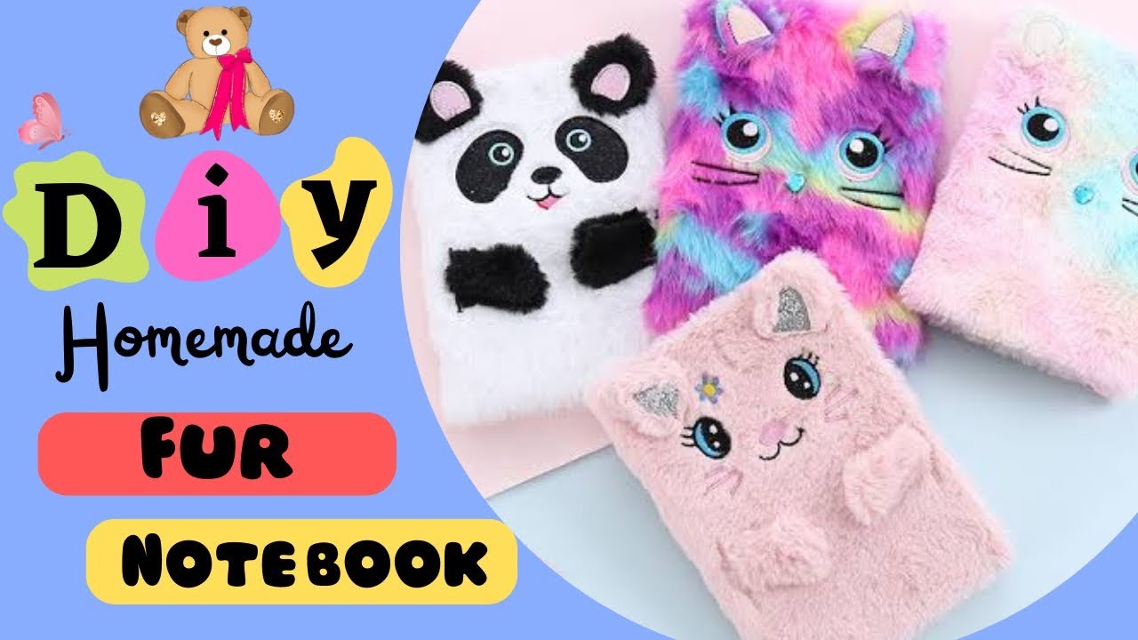 DIY Homemade Fur notebook ????????. how to make Kawaii note book at home. save money at home