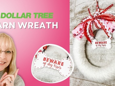 Dollar Tree DIY Valentine's Yarn Wreath