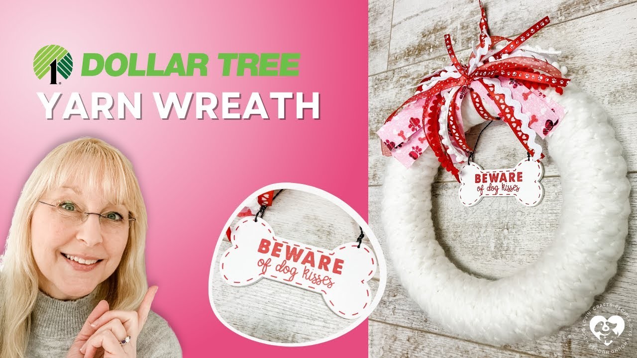 Dollar Tree DIY Valentine's Yarn Wreath