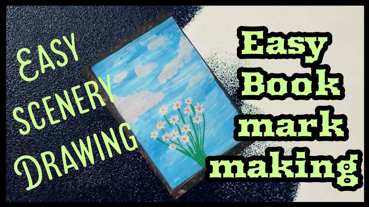 Easy Scenery drawing with lilly flowers more tips and tricks for bigginers|Book mark making