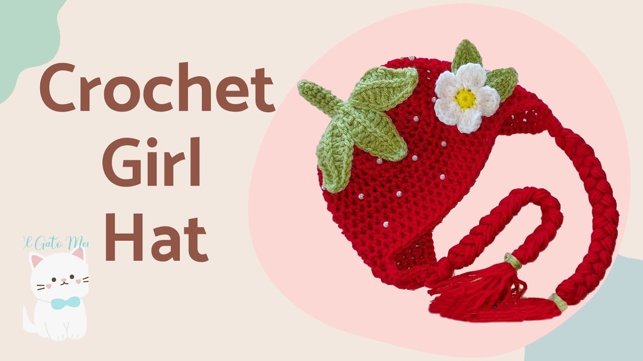 How to crochet baby girl hat. How to make a crochet strawberry hat. Como tejer gorro para niña