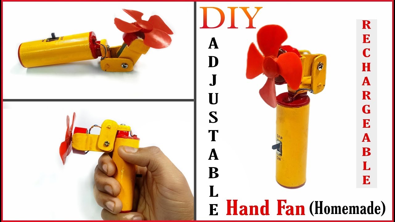 How to make Adjustable Hand Fan at home || Rechargable Fan || Homemade || DIY ideas