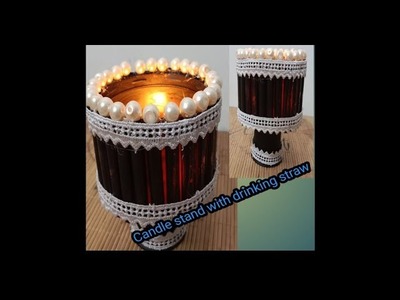 How to make candle stand with drinking straw. Diy candle stand with drinking straw