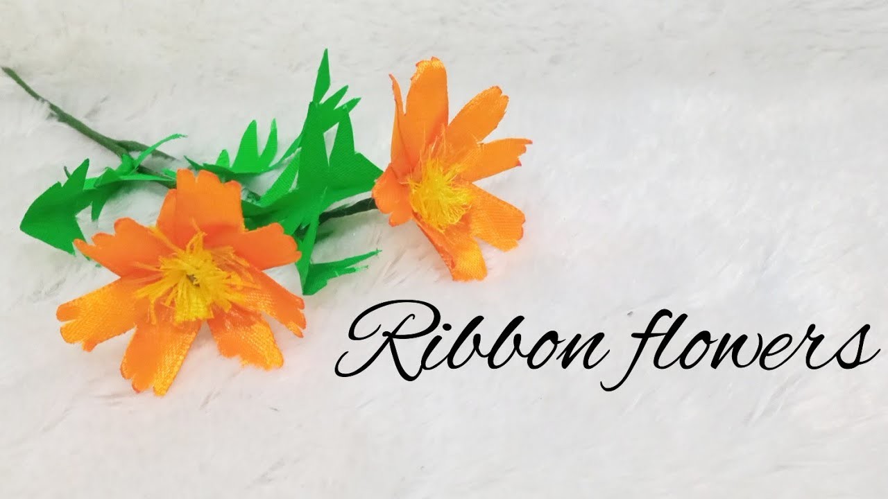 How to make satin ribbon flowers,Bunga dari pita,ribbon flowers