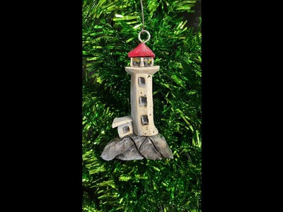 John Paul Andre painting of a  Lighthouse Christmas Ornament