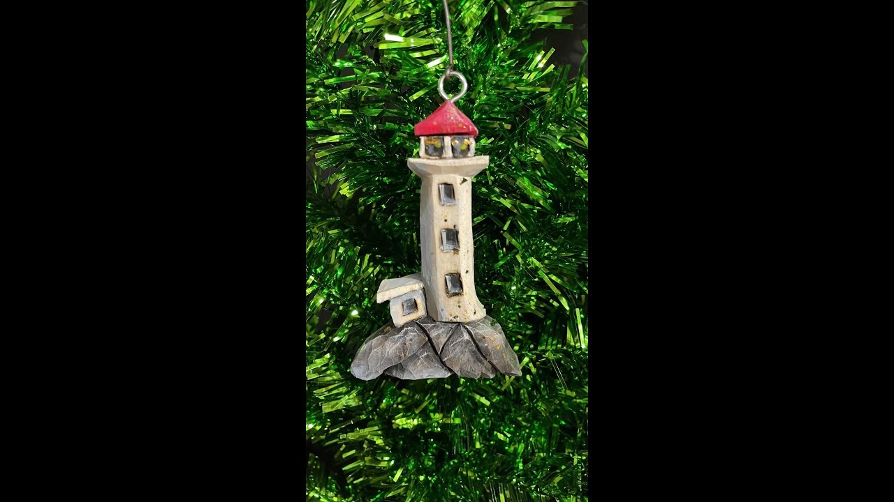 John Paul Andre painting of a  Lighthouse Christmas Ornament
