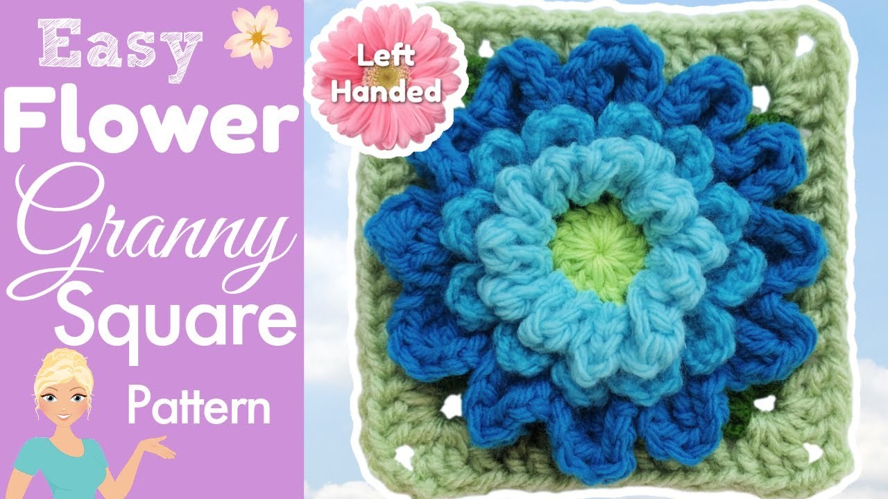 LEFT HANDED 3D Crochet Flower Granny Square - Mum -  BloomScape CAL 2023
