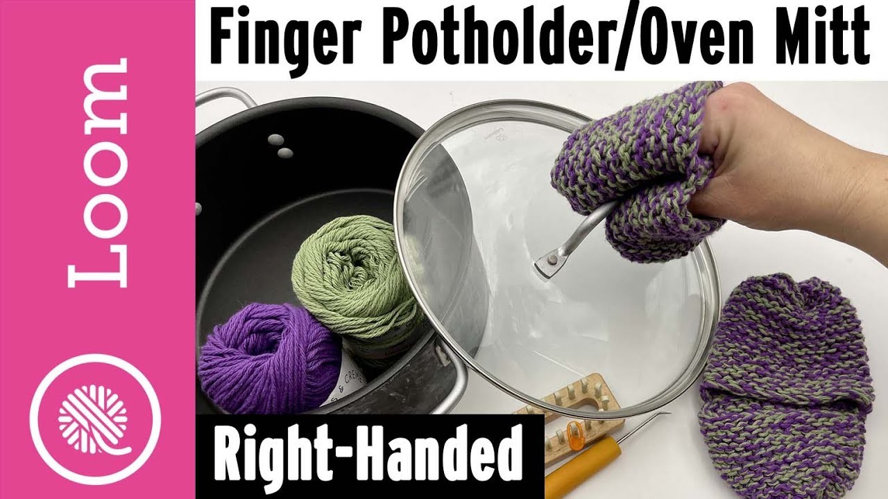 Loom Knit Fingertip Potholders | Mini Oven Mitts (Clockwise)