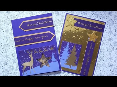 PACKAGING RECYCLING - CARDS 3 & 4: two christmas cards made from a biscuit box