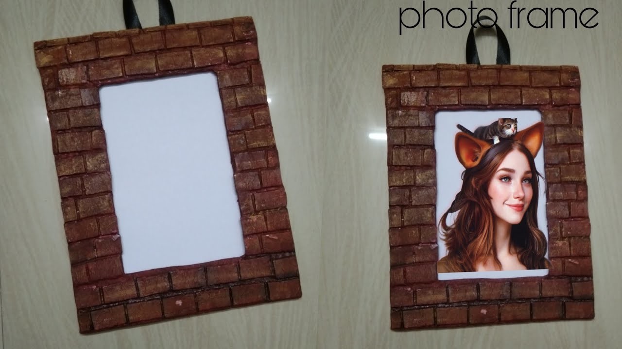Photo frame making || cardboard photo frame || DIY || riyacrafty