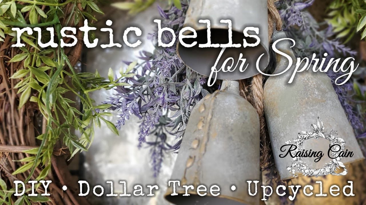 Rustic Bells from Wine Glasses • Dollar Tree • Spring Decor • Upcycle • DIY • Raising Cain