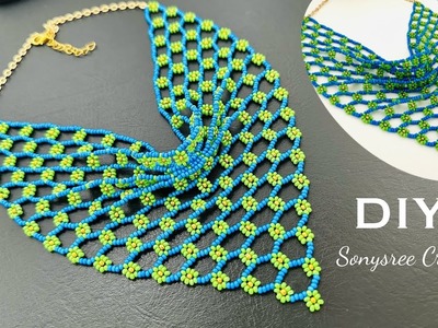 Scarf Beaded Necklace || Kerchief beaded necklace || DIY Beaded Necklace