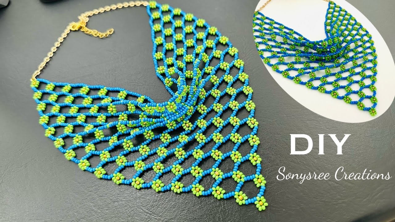 Scarf Beaded Necklace || Kerchief beaded necklace || DIY Beaded Necklace