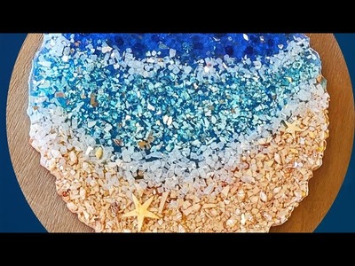 This Amazing Beach Tray is Made From CRUSHED GLASS and RESIN!  Full Tutorial!
