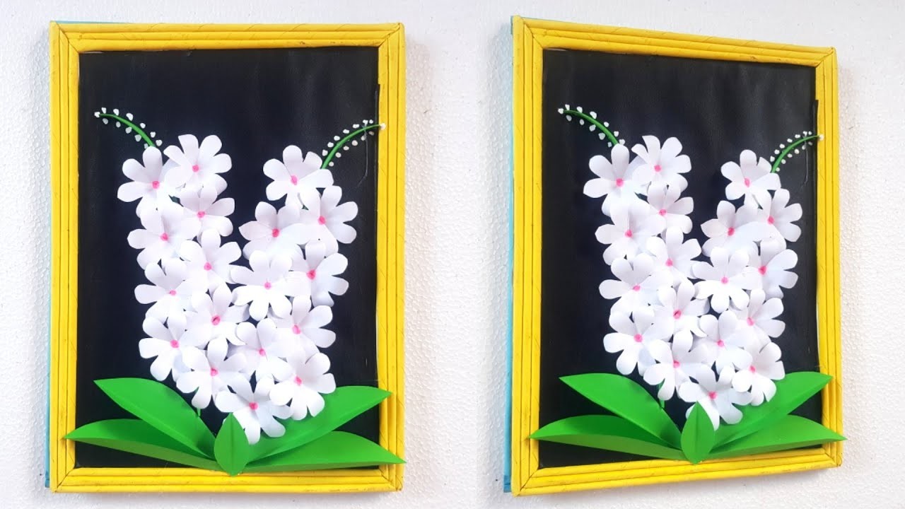 របៀបធ្វើផ្កាក្រដាស់.How to make paper flower.Wall hanging.Home decoration. Paper Craft