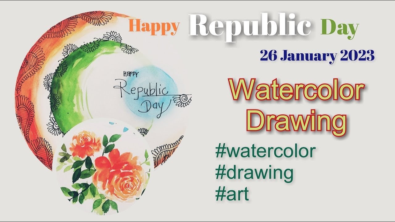 Watercolor Drawing. Republic Day Card. 26 January 2023.#watercolor #drawing