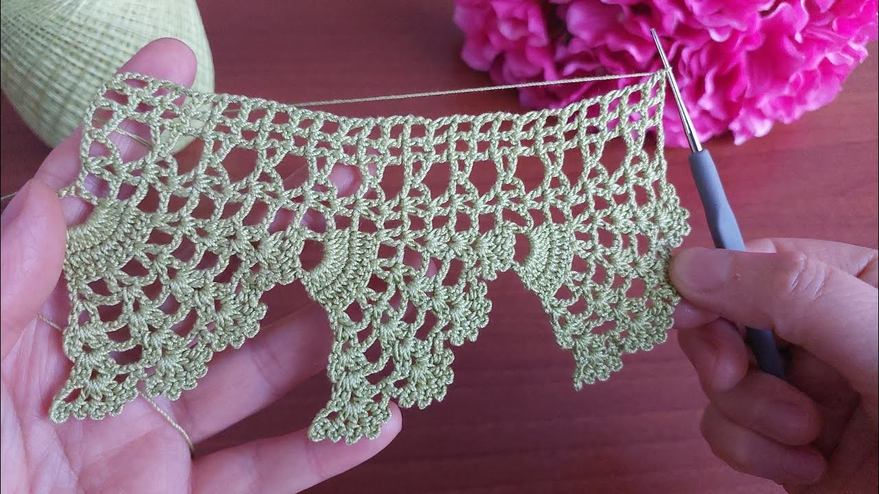 Wonderful Beautiful Flower Crochet PatternTunisia Knitting Free Tutorial for beginners Tığ işi örgü