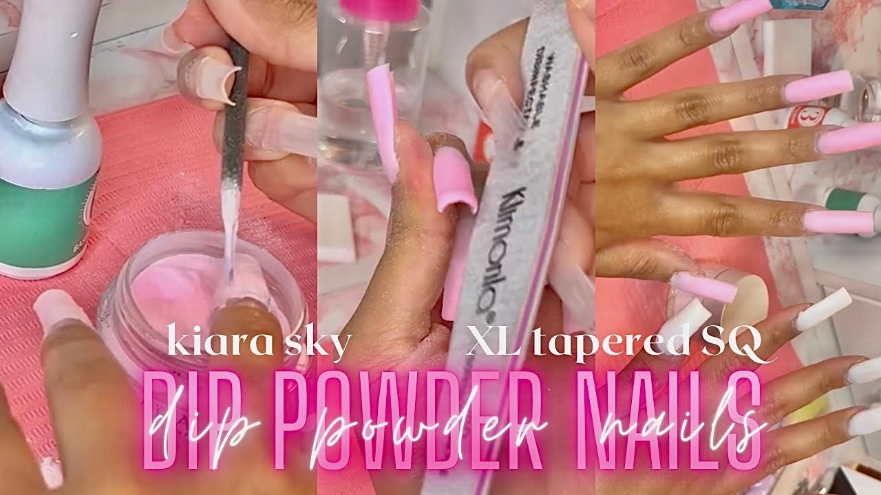 XL Tapered Square Dip Powder Nails DIY | Kiara Sky | Lovely Li