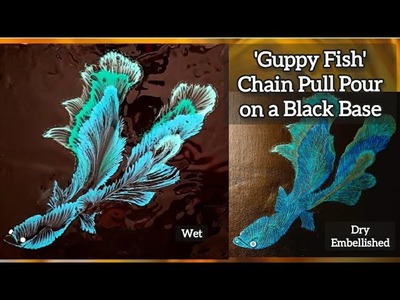 #49 'Guppy Fish' Chain Pull Technique on a Black Base ???? #fluidart #pouring @Thefineartofdistraction