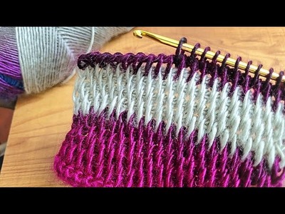 AMAZING ???? ????SUPER EASY  CROCHET TUNISIAN STITCH FOR BEGINNERS #knitting #crochet@sara1111