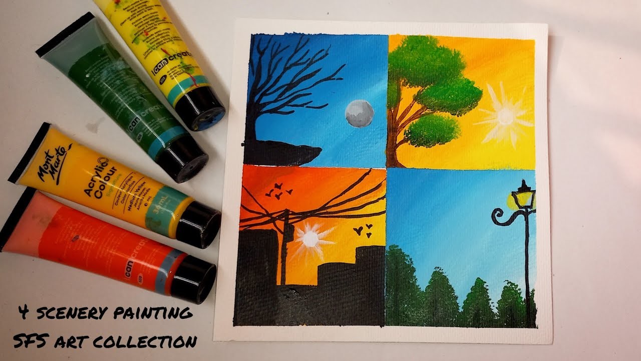 Beautiful scenery Painting #panting by SFS art collection #acrylic painting tutorial  