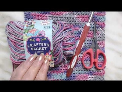 Beginner, Easy Cotton Crochet #washcloth  #dishcloth  Tutorial #9 Front loop Double #crochet fldc