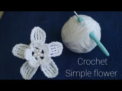 Crochet 2 Petals flower for beginners with English subtitles.#crochet #flowers #easy #new #beginners