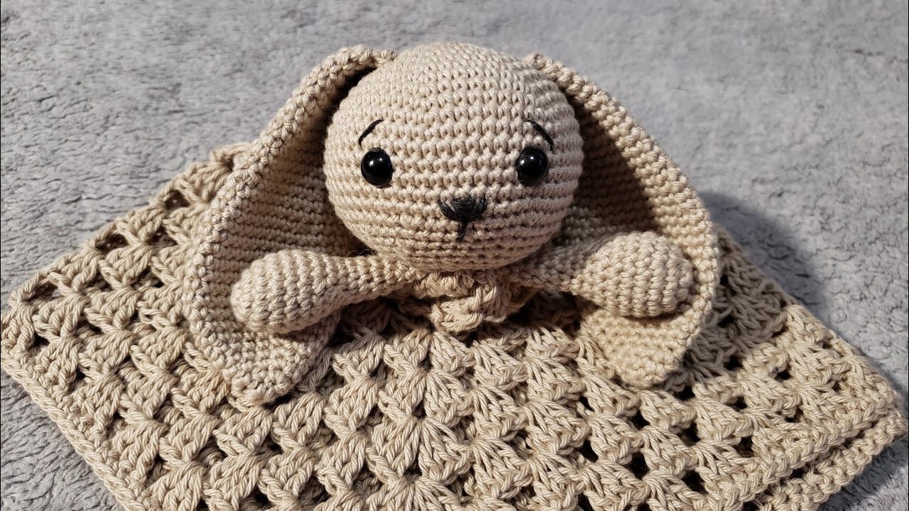Crochet Baby Lovey Part1: How to crochet this very easy bunny ears | How to crochet lovey blanket
