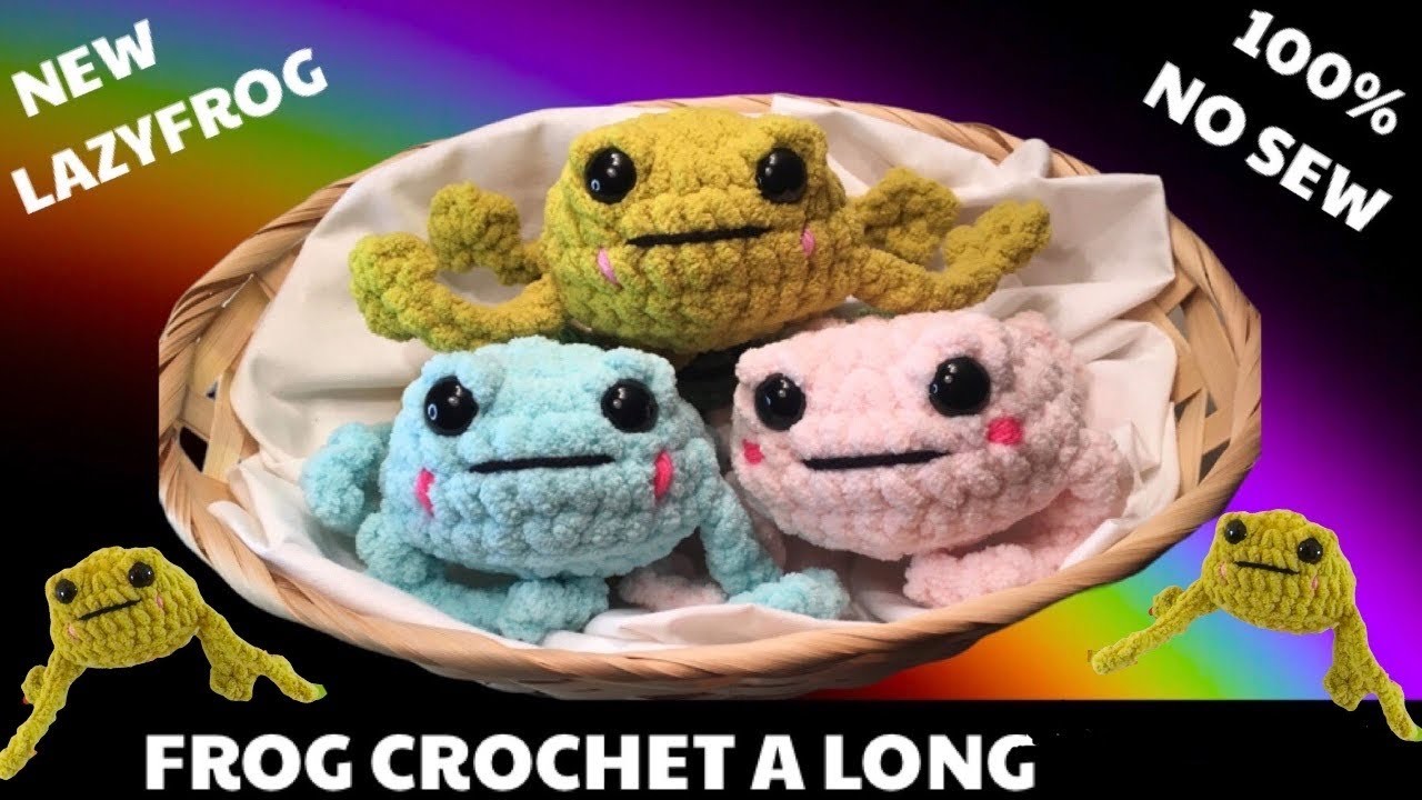CROCHET FROG  - LAZY BULL FROG WITH NO SEW LEGGY S