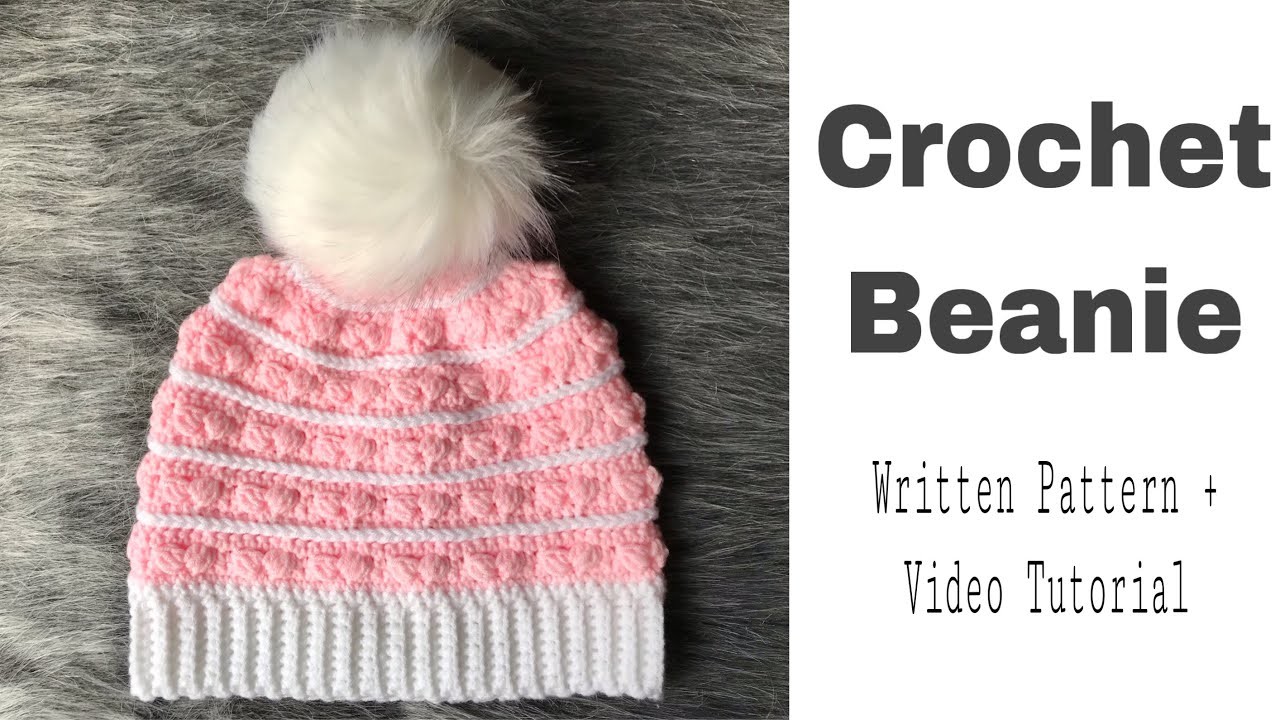 CROCHET HAT | How to Crochet a No Sew Puff Beanie  - Winter Leaves Beanie tutorial