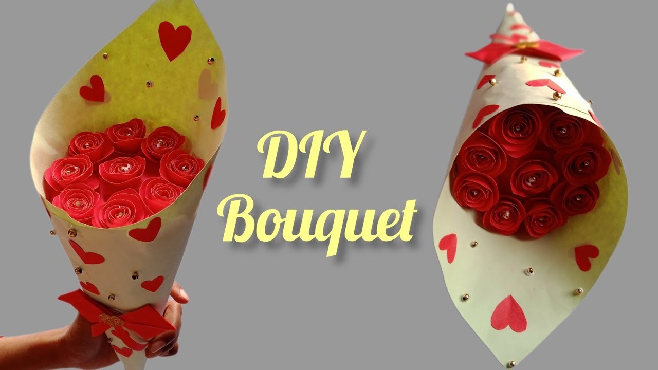 DIY Paper Rose Bouquet.Valentine's Day gift idea.Rose Day Special Handmade Gift idea