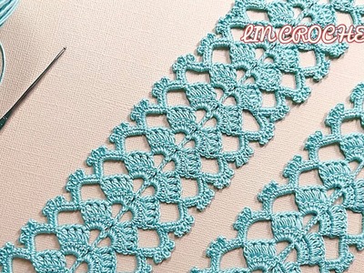 Easy Crochet ???? Table Runner Dress Border and Interim Lace Pattern