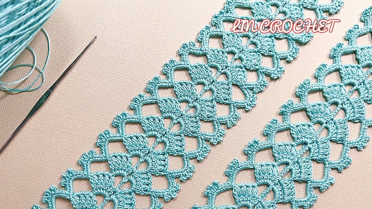 Easy Crochet ???? Table Runner Dress Border and Interim Lace Pattern