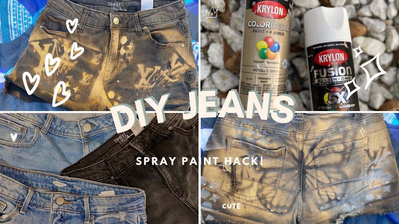 ????‍????EASY DIY JEANS - SPRAY PAINT HACK !.????butterfly print ￼. Chanel print\ Louis￼ print .
