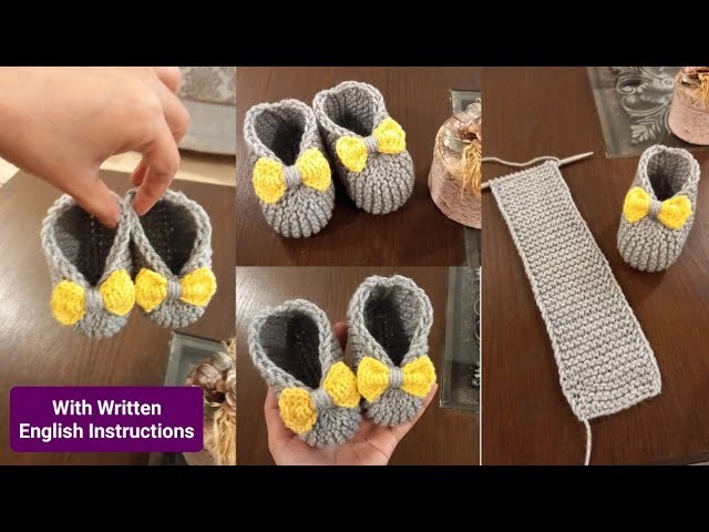 Easy knit baby boots , slippers socks | How to knit for beginners 0-12 Slippers for boy , girl Subs