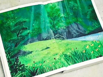 Filling My Sketchbook #3 | Beautiful Landscape Painting | Relaxing Art Video????