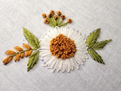 Hand embroidery flower tutorial. Flower design. Flower stitch. Embroidery stitch.