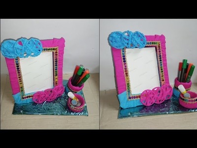 Handmade Photo frame | Diy | Cardboard bix and bangle reuse