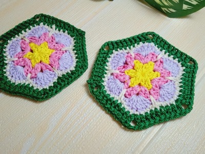 How to crochet african flower granny hexagon
