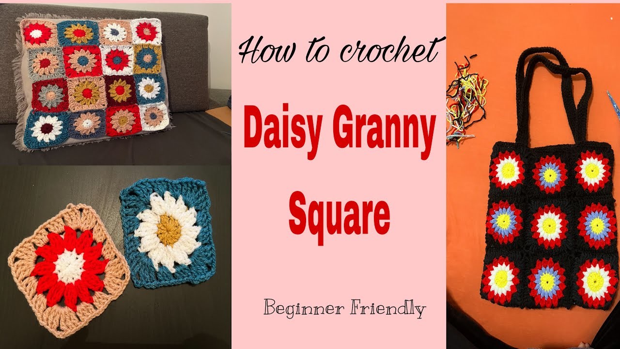 How to crochet: Daisy Granny Square. Beginner Friendly