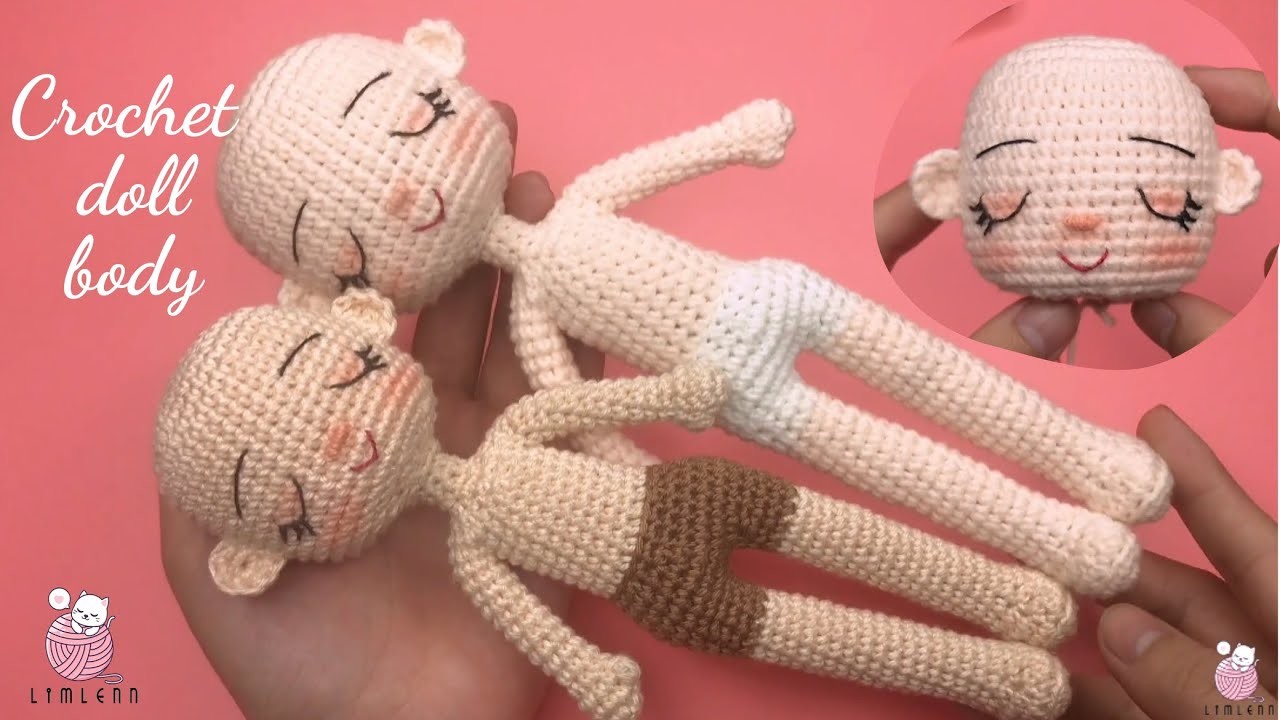 How to crochet doll body 2.2- Crochet doll's head- Easy and cute crochet tutorial